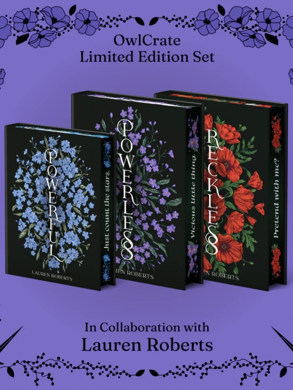 Owlcrate Powerless, Reckless, & Powerful, Lauren Roberts, Special Edition Books